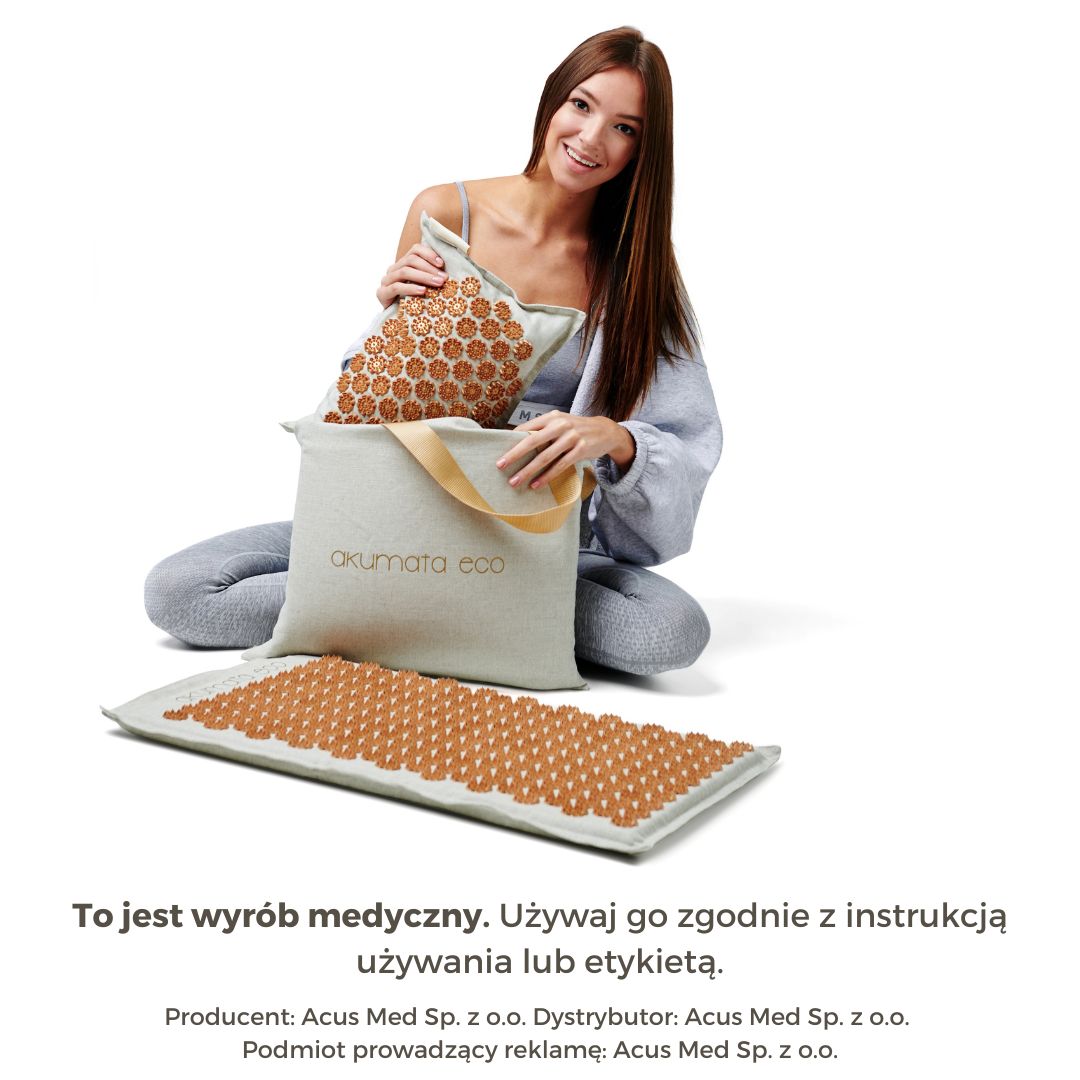 Akumata ECO - naturalny len - złota z poduszką i torbą w zestawie
