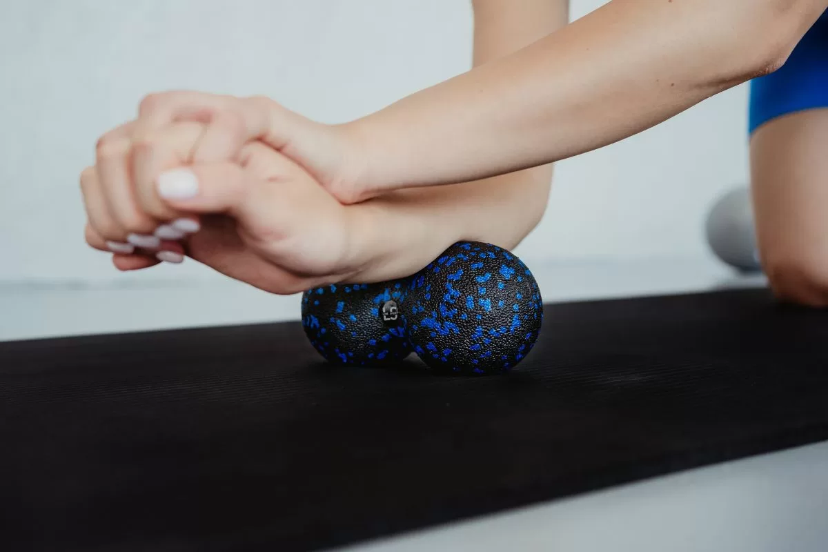 Duoball 8 cm niebieski Line Sport masaż kończyn górnych