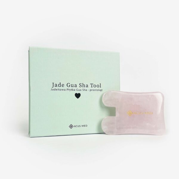 Acus Med jadeitowa płytka Gua Sha - prostokąt różowy - pudełko