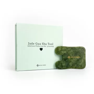 Acus Med jadeitowa płytka Gua Sha - prostokąt zielony - pudełko