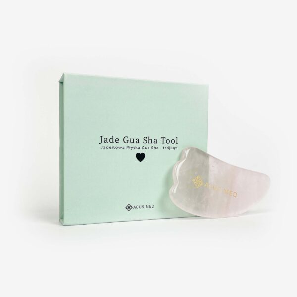 Acus Med jadeitowa płytka Gua Sha - trójkąt różowy - pudełko