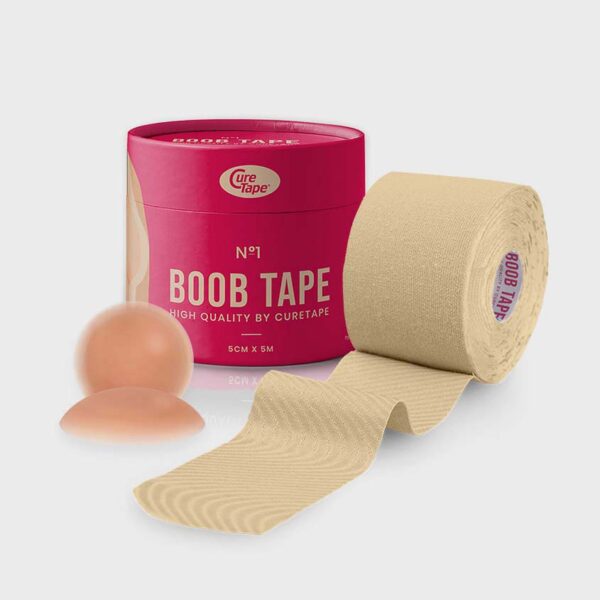 Boob Tape Cure Tape - taśma modelująca biust z nasutnikami - beżowa (5cm x 5m)